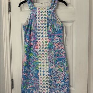 Lilly Pulitzer Blue and Pink Patterned Dress with Lace